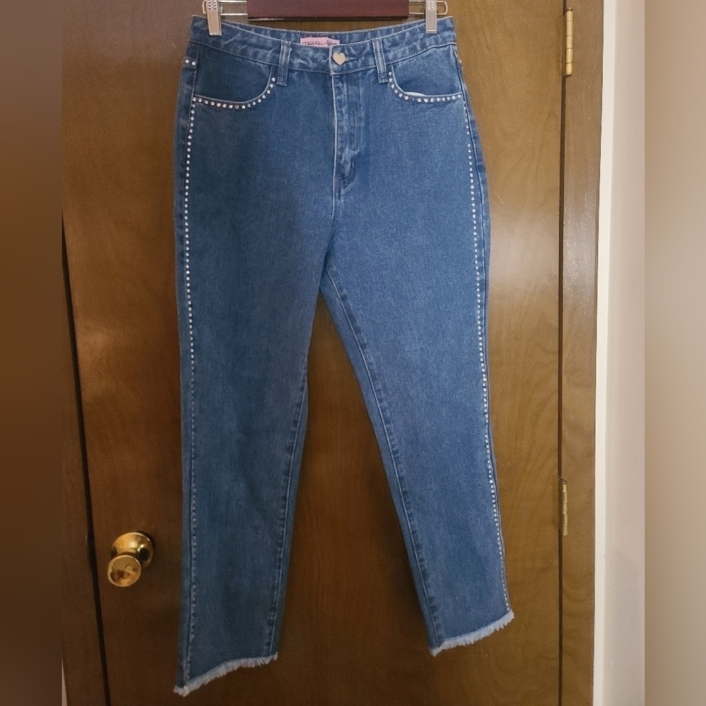 Dolls Kill x Bratz Studded Jeans Heart Back Pockets Blue Denim L